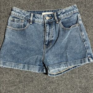 PacSun High-Rise Blue Denim Cuffed Shorts